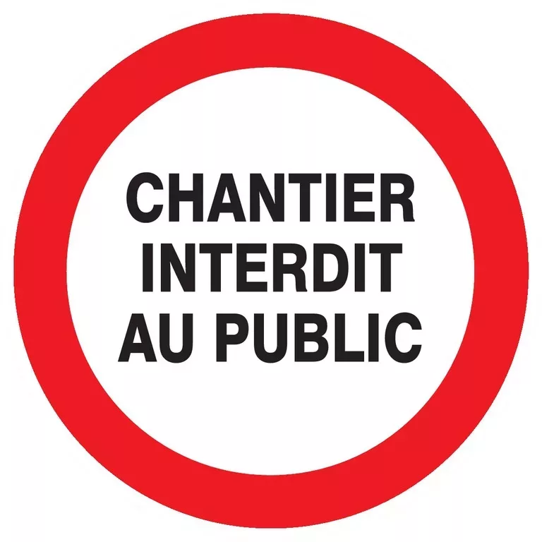 Panneau rond "Chantier interdit au public" Vinyle adhésif 1 Panneau rond "Chantier interdit au public" Vinyle adhésif
