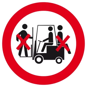 Panneau rond "interdit de transporter des personnes" en PS choc conforme à la norme ISO 7010. La forme, la couleur et la conception des symboles graphiques de ces signaux sont conformes aux normes ISO 3864-1 et ISO 3864-3