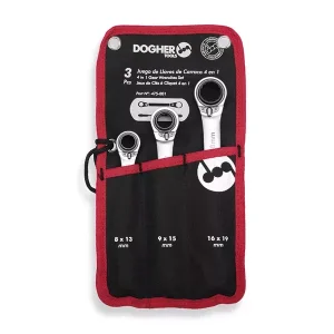 Trousse de 3 clés à cliquet 4 en 1 (du 8 au 19 mm)