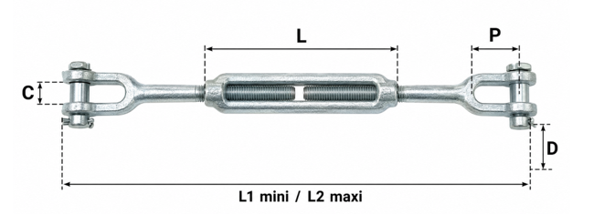 Tendeur à lanterne chape chape acier DIN 1480