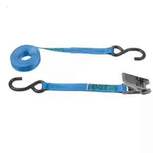 Sangle moto largeur 25 mm. tendeur à cliquet et crochets "S" plastifié noir
