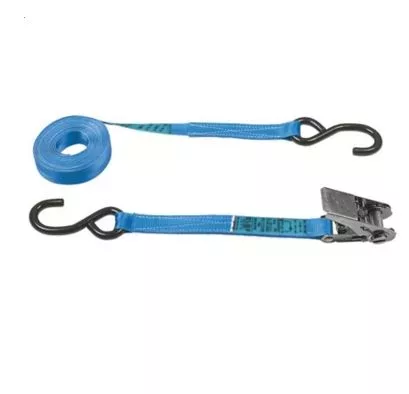 Sangle d’arrimage moto 25 mm à cliquet – Longueurs 2 à 10 m – Couleurs 1 Sangle moto largeur 25 mm. tendeur à cliquet et crochets "S" plastifié noir
