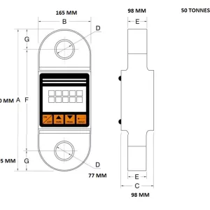 Dynamomètre radiocommandé 50 m – 5 à 50 tonnes - 50
