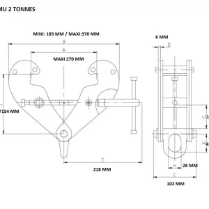 Griffe à poutrelle - CMU 1 à 10 tonnes - 2