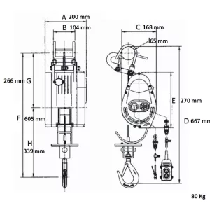 Mini treuil électrique portable  80 à 230 kg - 80 Kg