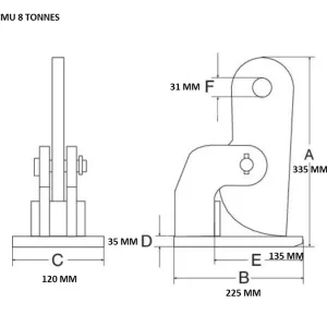 Pince à tôle levage horizontal - CMU 1 à 10 t - 8