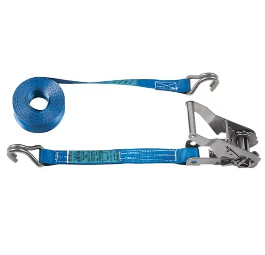 Sangle d’arrimage 25 mm à cliquet – 2 parties – LC 400 daN 1 Arrimage sangle 25 mm, cliquet renforcé et crochets doigts rapprochés