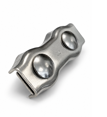 Serre-câble inox plat 2 boulons AISI 304 5 SERRE CABLE INOX PLAT DEUX BOULONS