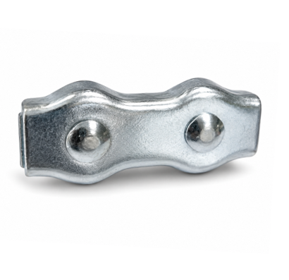 Serre-câble acier plat 2 boulons zingué blanc 6 Serre-câble acier plat 2 boulons zingué blanc pour câble de 2 à 8 mm