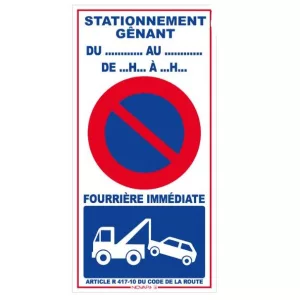 Panneau économique "stationnement gênant 2 en 1"