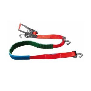Sangle d’arrimage auto 50 mm avec fourreau nid d’abeille et 3 crochets pivotants