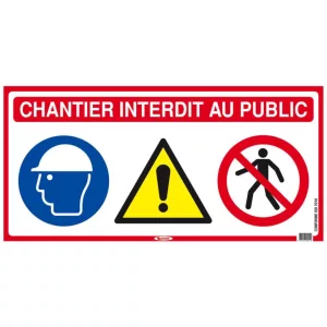 Panneau économique "chantier interdit au public 4 en 1"