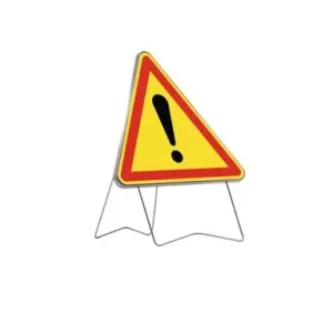Panneau triangulaire métallique sur pieds "AK14 danger"