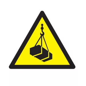 Panneau triangulaire "danger charges suspendues"