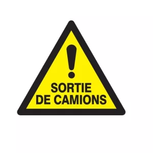 Panneau triangulaire "danger sortie de camion" en PS choc