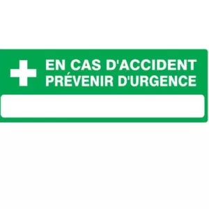 Panneau rectangulaire "en cas d'accident prévenir d'urgence"