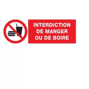 Panneau Interdiction de manger ou de boire
