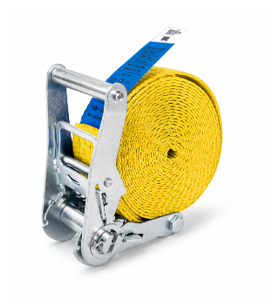 Sangle d’arrimage 35 mm à cliquet, 1 partie type ceinture jaune