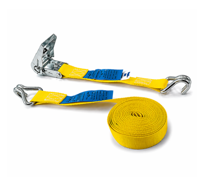 Sangle d’arrimage 25 mm crochets rapprochés LC 400 7 Sangle d’arrimage 25 mm à cliquet avec crochets doigts rapprochés jaune