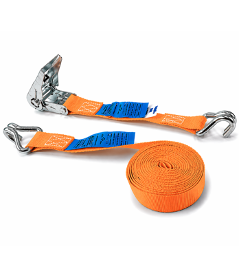 Sangle d’arrimage 25 mm crochets rapprochés LC 400 10 Sangle d’arrimage 25 mm à cliquet avec crochets doigts rapprochés orange