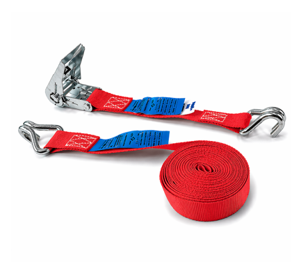 Sangle d’arrimage 25 mm crochets rapprochés LC 400 9 Sangle d’arrimage 25 mm à cliquet avec crochets doigts rapprochés rouge