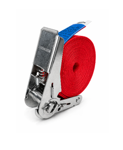 Sangle d’arrimage 25 mm type ceinture à cliquet 3 Sangle d’arrimage 25 mm type ceinture avec tendeur à cliquet rouge