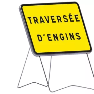 Panneau rectangulaire métalliques sur pieds "traversée d'engins"
