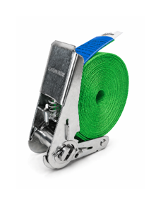 Sangle d’arrimage 25 mm type ceinture à cliquet 4 Sangle d’arrimage 25 mm type ceinture avec tendeur à cliquet vert