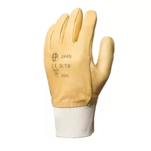 Gant cuir tout fleur de vachette , hydrofuge, Pouce palmé, Poignet tricot