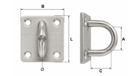pontet inox platine carrée