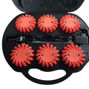 Malette de 6 plots de signalisation LED orange rechargeable