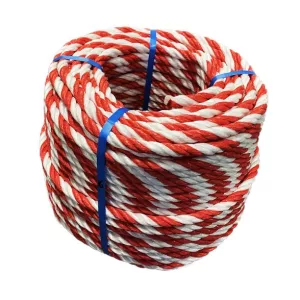 Cordage polypropylène rouge et blanc visible